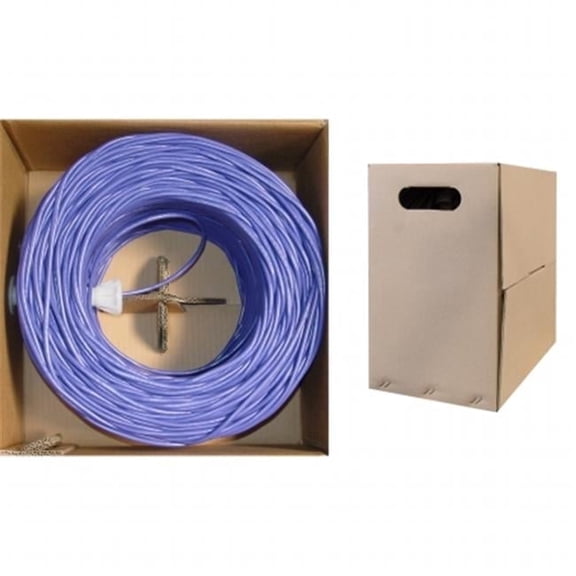 CableWholesale 1000 Foot Bulk Cat6 Ethernet Cable, 24 AWG, ETL Listed 4 Pair Stranded Bare Copper, Unshielded Twisted Pair(UTP) with Pull Box, Purple