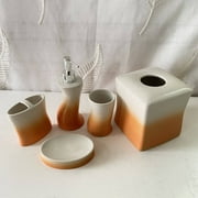 Heavenly Designs Watson Bathroom Accessories - Peachy/Orange Ceramic Bathroom Set - Adult