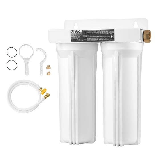 VEVOR RV Water Filtration System, 2-Cartridge Water Filter System for Campers, Remove Sediments, Chlorine, Bad Tastes, Odors, and Most Contaminants, RV Filter for RVs, Boats, Vans