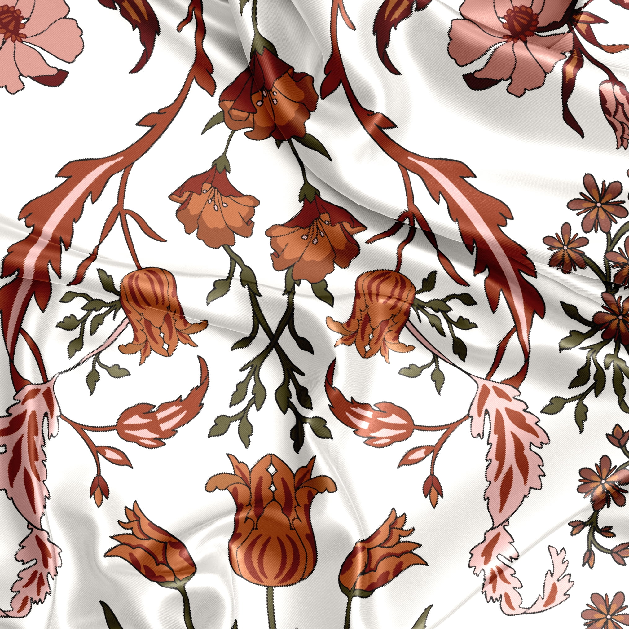 Sweet Jojo Designs Boho Floral Wildflower Rust Orange and Ivory Girl Satin Fitted Crib Sheet