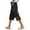 Black, variant on Women’s Solid Color Elastic Waist Loose Fit Side Button Functional Three Quarter Casual Pants