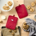 thumbnail image 2 of TOWN & COUNTRY BASICS Basketweave Soft Silicone Pot Holder 2-Pack Set, Heat Resistant up to 500F, Flexible Silicone, Non-Slip Grip, Red, 7.5"x10", 2 of 6