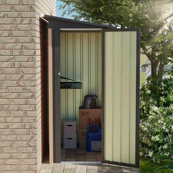 CQSXDA Versatile Metal Garden Shed 4.27 FT x 2.42 FT with Pent Roof and Side Hinge Door For Outdoor Storage Solutions