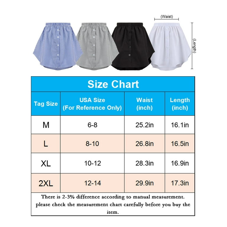 Shirt Extender For Women Plus Size Shirts Extenders Women's Elastic Waist  Half Slips Ladies Solid Color Adjustable Layering Fake Top Lower Sweep  Skirt Womens Half Length Mini Skirts for Girls at