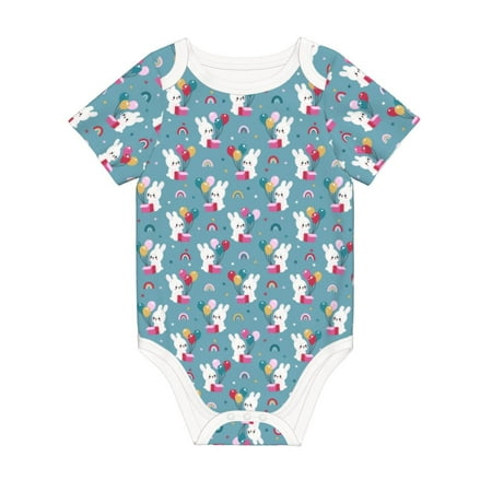 

Coaee Rabbit And Rainbow for Soft Cotton Baby Short-Sleeve Bodysuit Baby Girls Boys Bodysuit Romper