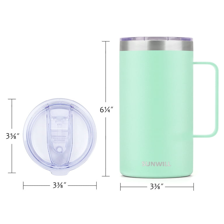 SUNWILL Coffee Travel Mug with Handle, Stainless Steel Insulated Cup Tumbler, 22oz, Powder Coated Mint, Size: 22 oz, White