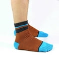 thumbnail image 4 of 6 Pack Men Combed Cotton Five Finger Toe Crew Socks Breathe Casual Sport Stripe, 4 of 12