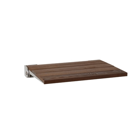 Lifestyle & Wellness® Silhouette SlimLine Folding Wall Mount Shower Bench Seat, Wood Ash Thermacor Seat with Silver Frame