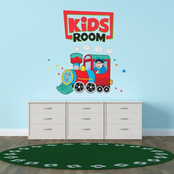 Cartoon Wall Decals for Boy's Bedroom - Clouds and Stars Over a Happy Train Wall Sticker Decal With Easy Installation Instructions Kid's Bedroom Décor Wall Sticker - Size: 9 In x 10 In