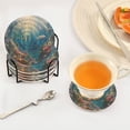 thumbnail image 5 of Qxltty Underwater World Drink Coasters with Holder 6pcs Handmade Woven Simple Vintage Saucer Set, 5 of 7