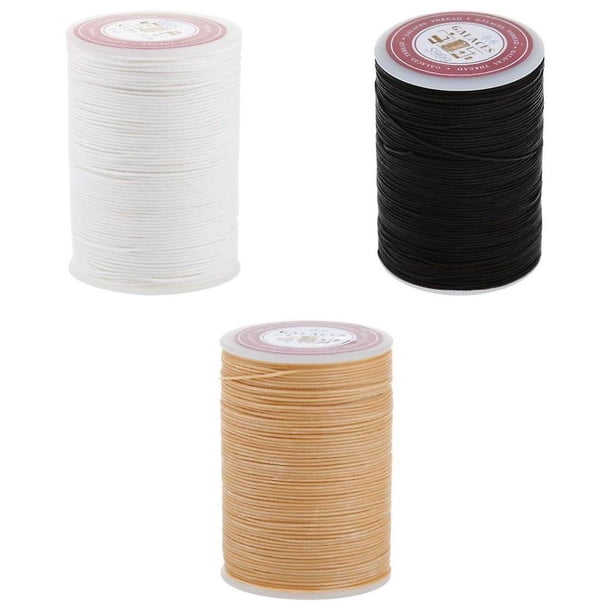 3 Rolls (85m) White Black And Beige Wax Cord For Bracelet / Necklace 0.6mm