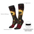 thumbnail image 4 of Knee High Socks for Women Men Athletic - Gothic Skeleton with Roses Thigh-High Black Sole Comfort Breathable Long Socks for Casual Travel Running, 4 of 7