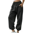 thumbnail image 1 of Timegard Womens Sweatpants Elastic High Waist Drawstring Baggy Joggers Fall Running Pants with Pockets, 1 of 5