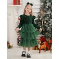 thumbnail image 3 of IDOPIP Toddler Girls Sequins Velvet Tutu Dress Glitter Christmas Tiered Mesh Dress 2-3 Years Green, 3 of 8