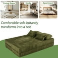 thumbnail image 3 of Queen Size Foldable Sofa Bed, Plush Futon Convertible Sleeper with High-Density Foam, Folding Floor Couch for Living Room Guest Room, Green, 3 of 8