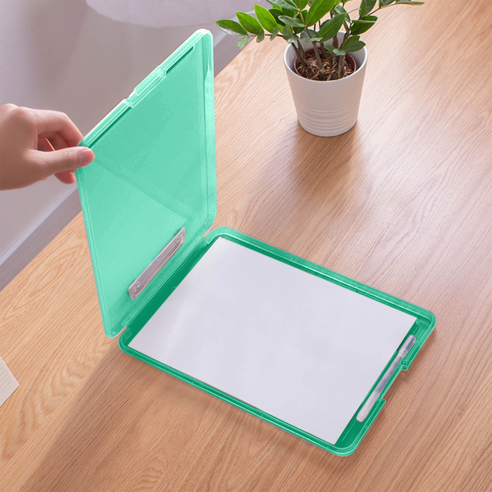 Byujiro A4 Plastic Clipboard Storage Box File Organizer Case with Built-in Clip, Waterproof Document Holder for Office, School, Home & Travel Paper Storage