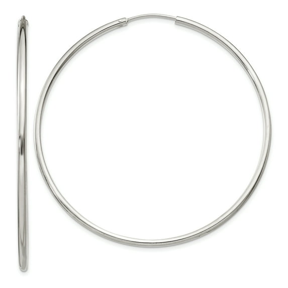 Beautiful Sterling Silver 2x60mm Endless Hoop Earrings
