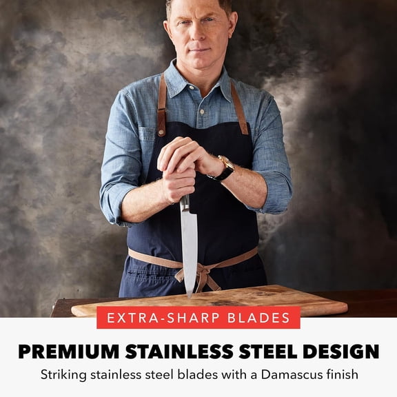 x Bobby Flay 3 Piece Knife Set, Premium Stainless Steel Blades with Wood Handle