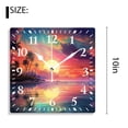 thumbnail image 2 of 10 Inch Wall Clock Battery Operated Silent Clock Decorative for Office, Kitchen, Outdoor, Living RoomOrange Sunset View Seashore Beach Palms Tree Creative Pattern, 2 of 4