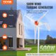 thumbnail image 2 of VEVOR Generador de turbina eólica de 500 W, kit de turbina eólica de 12 V, generador de energía eólica de 3 palas con controlador MPPT, dirección de barlovento ajustable y velocidad del viento de, 2 of 9