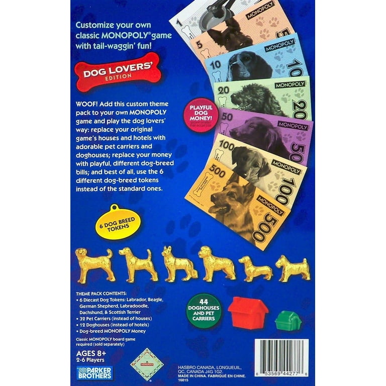 Monopoly Game Theme Pack Dog Lovers Edition with Dog Tokens
