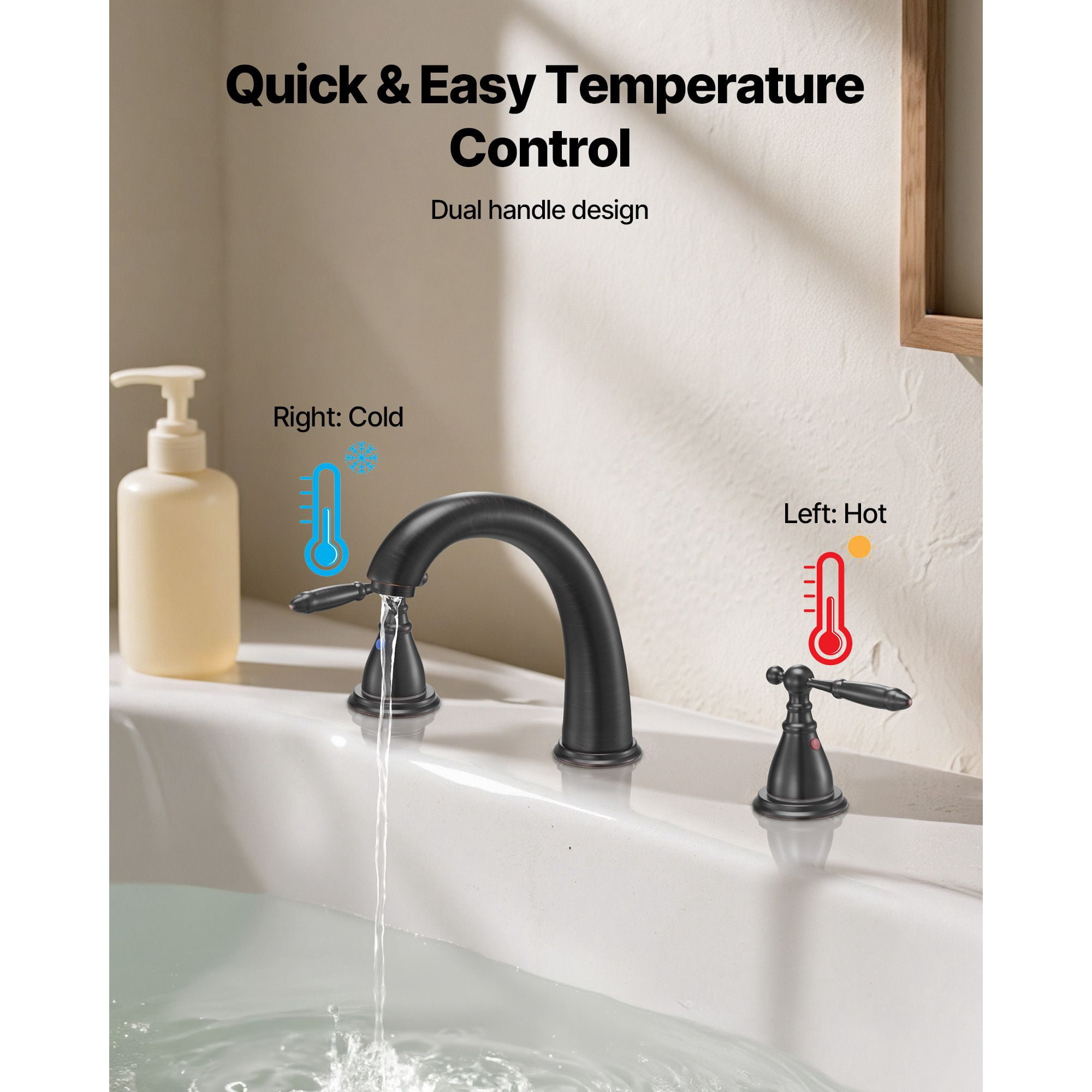 Roman Bathtub Faucet 4.36 GPM High-Flow 3-Hole Deck Mount Stainless Steel Dual Handles for Bathroom Bathtub