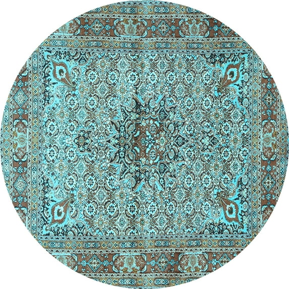 Ahgly Company Indoor Round Persian Light Blue Traditional Area Rugs, 5' Round
