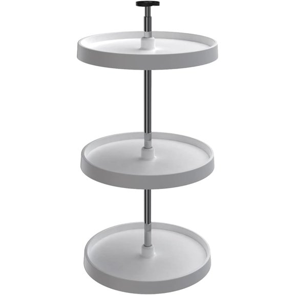 Collinets Industries, Round Polymer Lazy Susan Set, Full Circle, White Cabinet Organizer. Premium Range. (18 inch-Round-3 Tray)