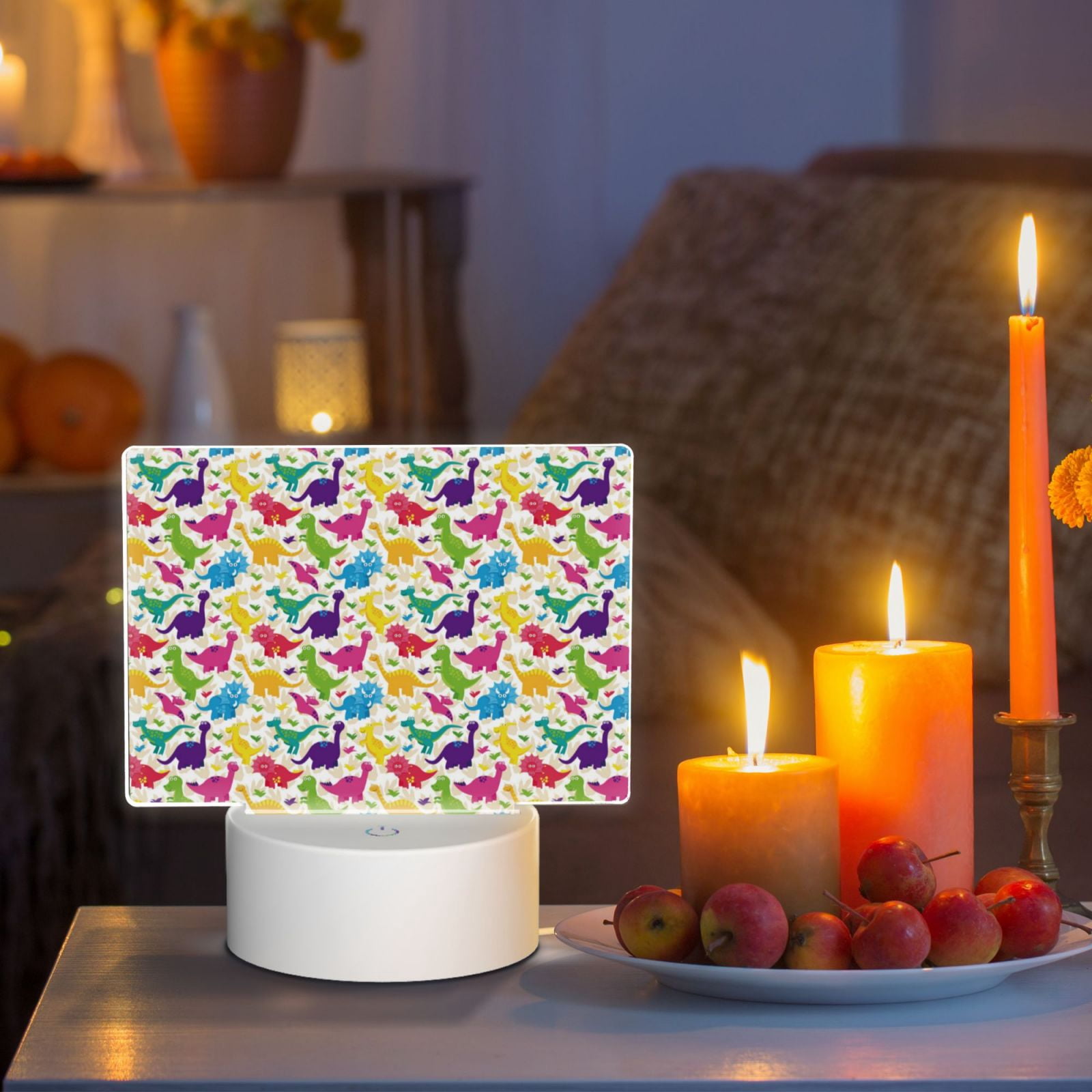 Vsdgher Colorful Dinosaurs Rectangular Acrylic Night Light Acrylic Sleep Night Light Friend Gifts for Birthday Gifts for Women Teens Boys Girls