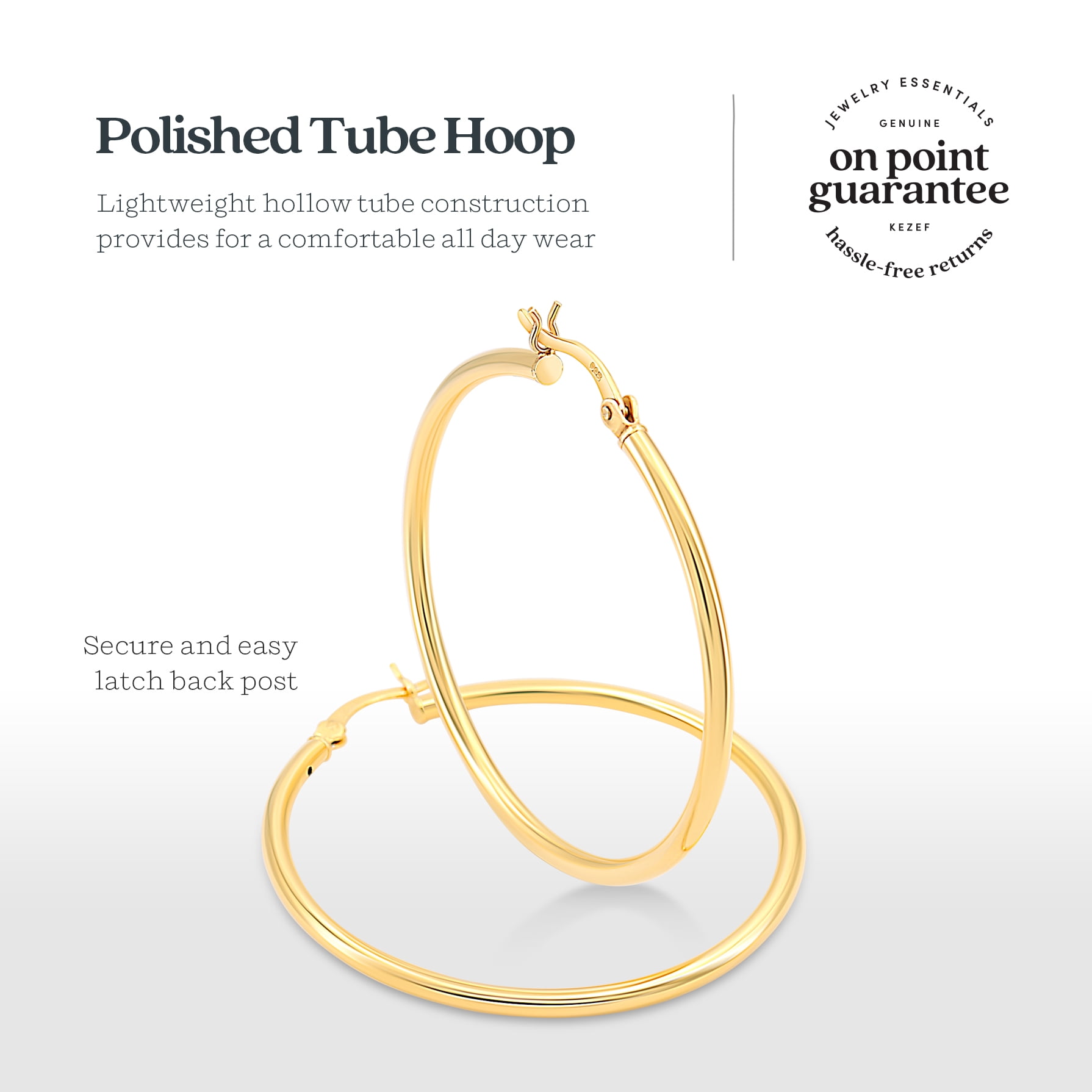 Gold Plated Sterling Silver 2mm Hoop Earrings - 40mm (1 1/2"") Diameter