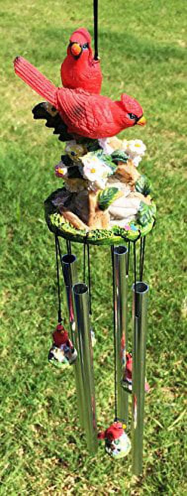 Pretty Red Crest Cardinal Birds Resonant Relaxing Wind Chime Patio Garden Decor