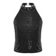 thumbnail image 3 of TSSOE Kids Girls Sequin Sleeveless Jazz Ballet Dance Crop Top Gymnastics Performance Shirts Dancewear Black 6, 3 of 7