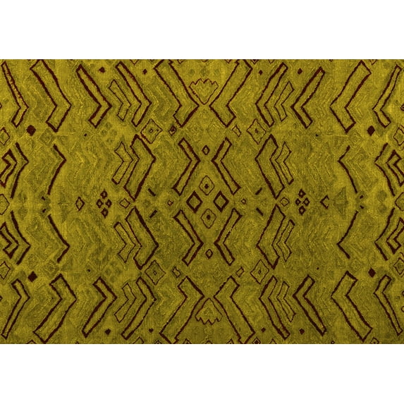 Ahgly Company Indoor Rectangle Abstract Yellow Modern Area Rugs, 2' x 5'