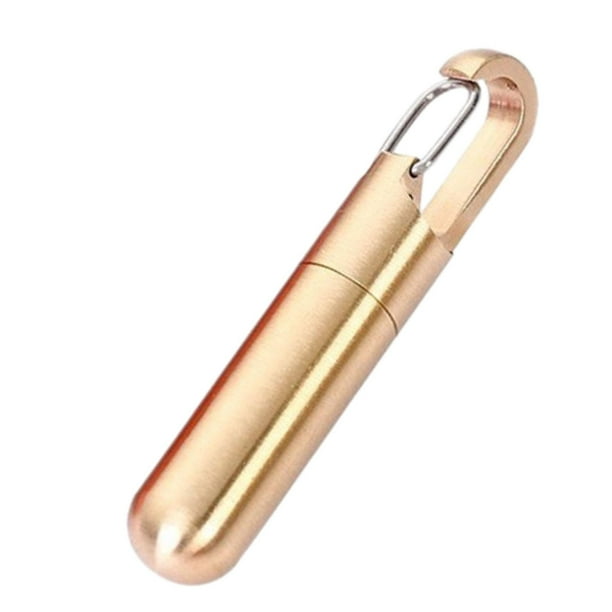 Pastillero de aluminio con llavero para viaje, multiusos Dorado