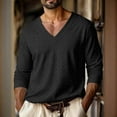 thumbnail image 2 of Juesizh Long Sleeve Shirts for Men Plus Size V Neck Pullover Casual Trendy Workout Solid Color Printed Tee Shirts Tops, S-3XL, 2 of 4