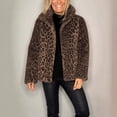 thumbnail image 3 of Women's Leopard Print coat, Casual Fashion Lapel Mid Length Jacket, Winter Warm coat, 3 of 9