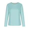 thumbnail image 4 of Fjofpr Sweatshirts for Women Fall Sweatshirt Women Positivitees Women Long Sleeves Casual Solid Color Crewneck Pullover Sweatshirt Tunic Tops, 4 of 5