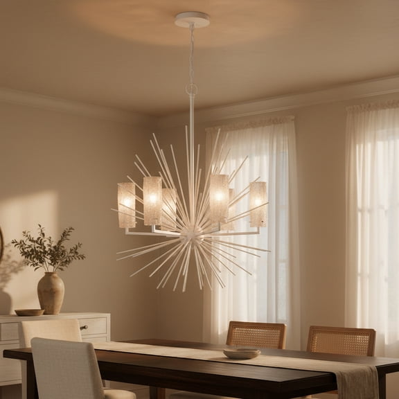 Elk Home Sea Urchin 27-inch White Coral 6-Light Coastal Dining Chandelier