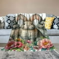 thumbnail image 2 of JEUXUS Spring Softies Bunnies Throw Blanket Flannel Blanket (Universal 1) White, 2 of 6