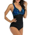thumbnail image 5 of Csndyce Women One Piece Swimsuits V Neck Tummy Control Ruched Criss Cross-Back Bathing Suit Female, 5 of 7