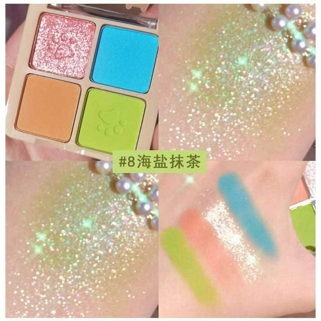 Puntoco Juego de maquillaje de sombras de ojos de 4 colores, maquillaje de ojos nude, paleta de sombras de ojos nude mate, sombras de ojos brillantes y naturales cálidas