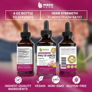 Maxx Herb Pau D'Arco Extract with Dandelion & Red Clover, Liquid Herbal Tincture Drops, 4 Fl Oz