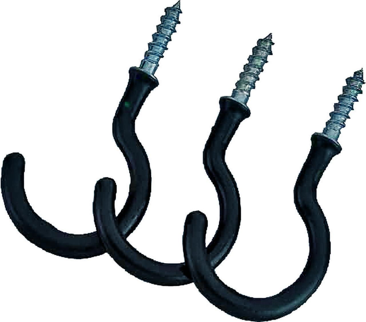 Mintcraft GB0253L Vinyl Coated Hooks, Screwin, Black, 3 Pcs/Set
