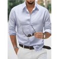 thumbnail image 3 of Camisa de hombre, camisa abotonada, camisa de verano, camisa azul de manga larga con lunares y solapa, ropa de calle para exteriores, moda informal, cómoda, S-5XL, 3 of 5