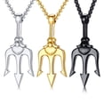 thumbnail image 1 of Poseidón Tridente Colgante Acero Inoxidable Antigua Grecia Amuleto Collar para Hombres, 1 of 5