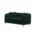 thumbnail image 5 of Newest 63" Chenille Loveseat Sofa,Luxury 2 Seater Deep Couch,Modern Tufted Couch, Gold Metal Legs Sofa for Living Room, Bedroom, Apartment (Black), 5 of 9