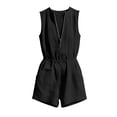 thumbnail image 7 of Sentmoon Plus Size Jumpsuit Sleeveless Crew Neck Women's Rompers Summer Solid Color with Zipper Regular Fit Cute Overalls for Women for Work and Weekend S-3XL, 7 of 7