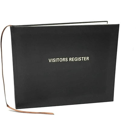 Visitors Register Book, 120 Pages, 8 7/8" X 7", Black Hardbound Cover, Smyth Sewn