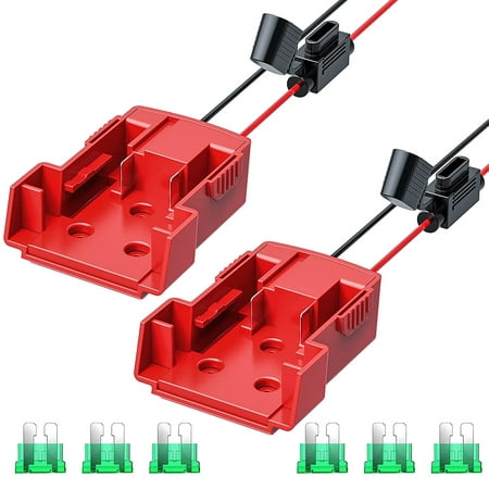 Pcapzz 2PCS Power Wheel Adapter For Milwaukee M18 18V Lithium Battery with Fuse & Wire terminals Compatible With 48-11-1828 48-11-1850 48-11-1820 48-11-1840 48-11-1815