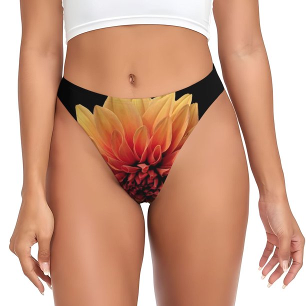 Fotbe Orange Dalia Tanga Sin Costuras para Mujer con Estampado – Panties Invisibles, Transpirables y Cómodos para Uso Diario-X-Large